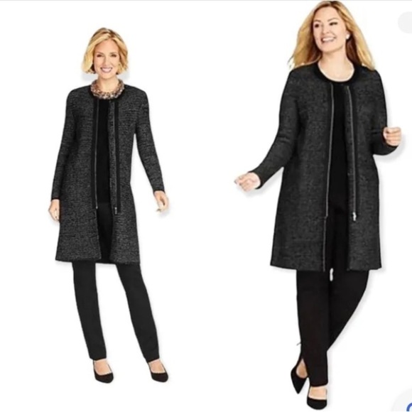 Talbots Jackets & Blazers - Talbots Black Marled Long Sleeve Zip Front Cardigan Size M